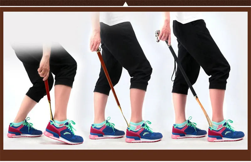 High-quality Delicate Lion Horse Head Metal Shoe Horn Luxury Shoe Pull-on Non-bending Alloy Solid Wood Shoes Pull-on Apparatus