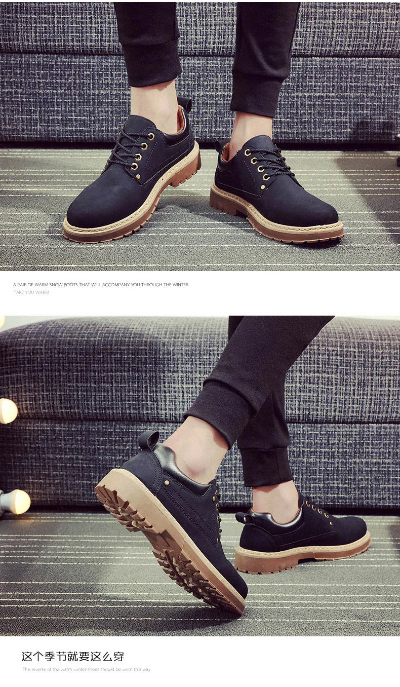 Fashion Men's Leather Shoes England Style Formal Shoes for Man Non Slip Ankle Boots Outdoor Waterproof Casual Tim Work Land Shoe