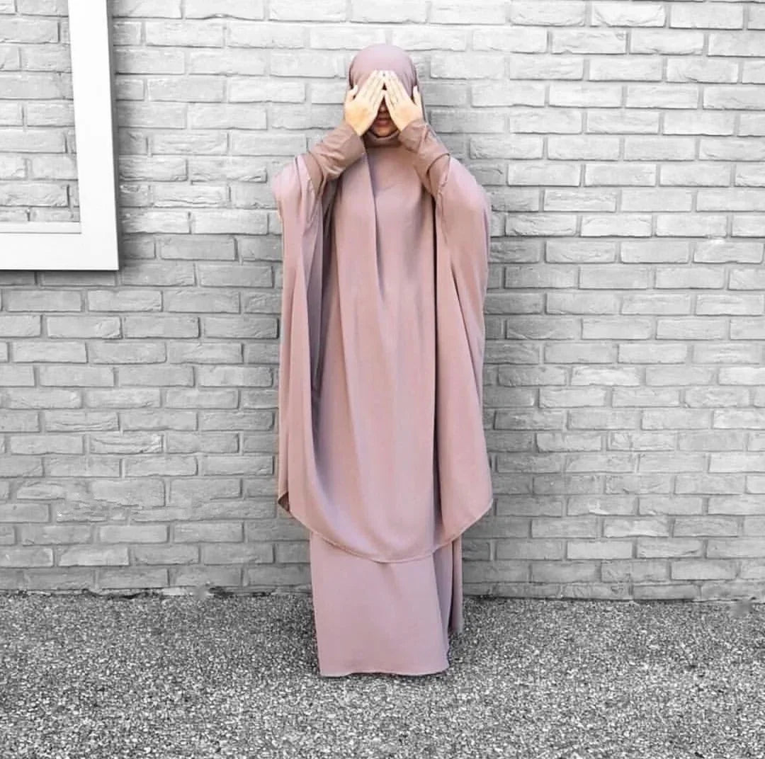 15 Colors Eid Hooded Muslim Dress Set Women Hijab Dress Prayer Garment Islamic Abaya Long Khimar Ramadan Gown Abayas Skirt Suit