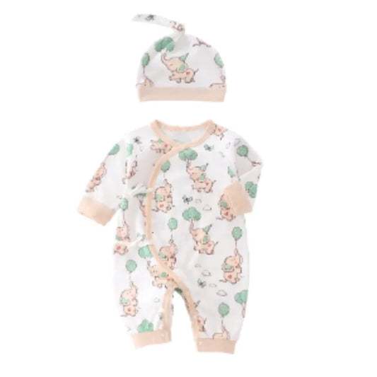 Baby Clothes Spring Autumn Pure Cotton Newborn Onesie Romper Long Sleeve Bodysuit with Hat