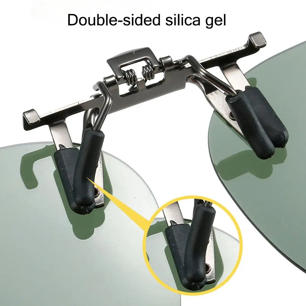 Polarized Clip On Sunglasses Men Car Driver Goggles Women Square Flip Up Sun Glasses for Prescription Rimless Polygonal Shades