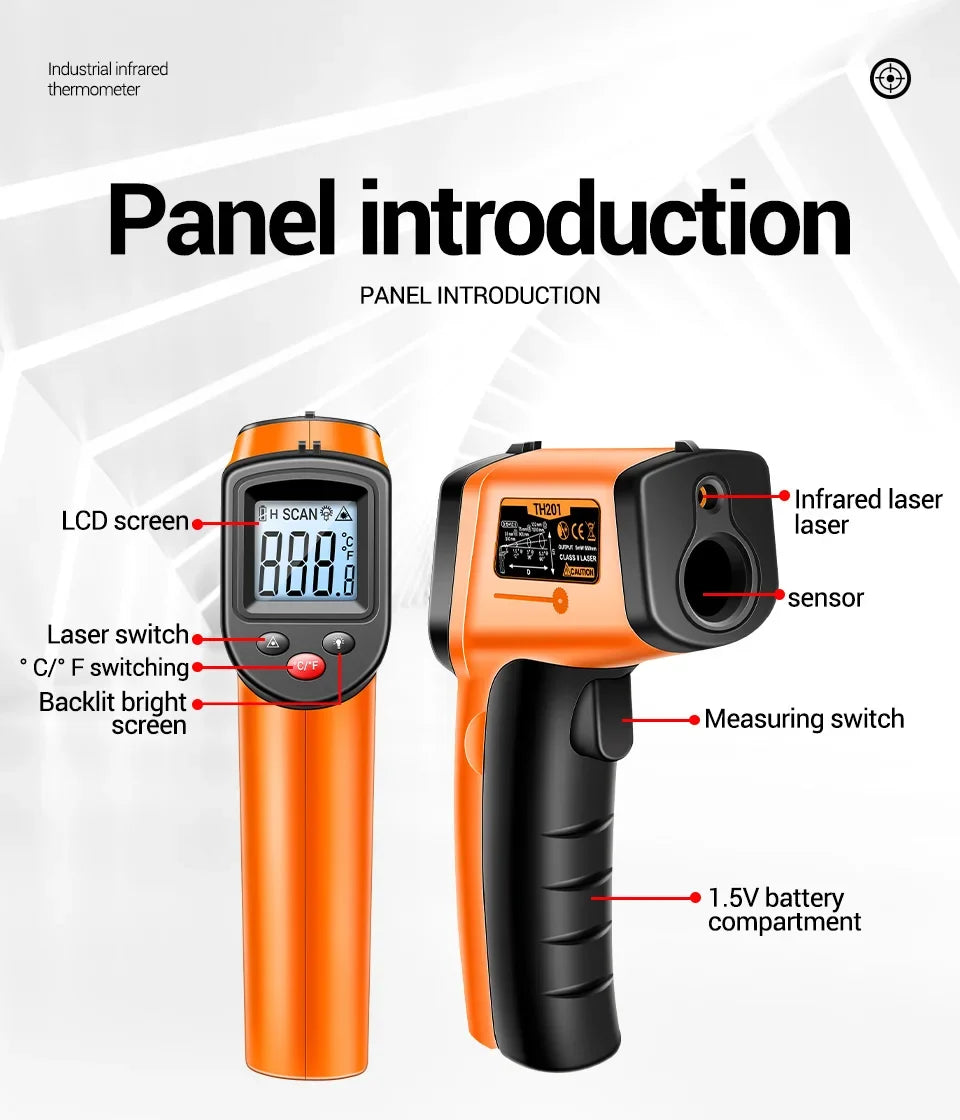 ANENG TH201 Digital Thermometer Handheld Non-Contact Laser Temperature Meter Gun Temperature Tester Instruments Pyrometer