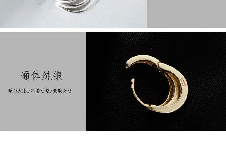 925 Sterling Silver Three layers Earrings Simple Temperament Exquisite Hot Semale Sexy Jewelry Gift