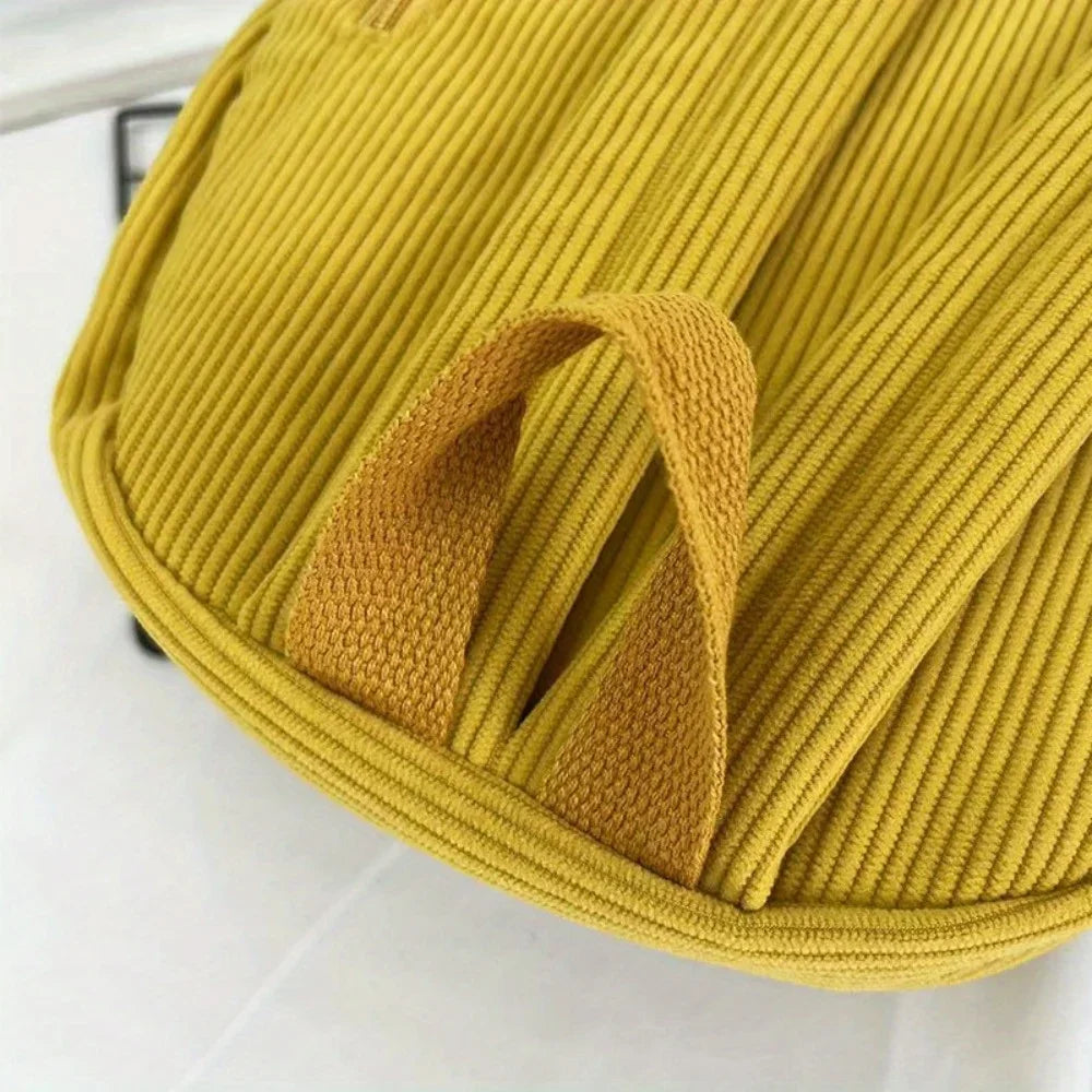 Backpack Solid Color Corduroy Backpack Handbag Rucksack Small School Bags Commuting Simple Student Book Bags Autumn Winter