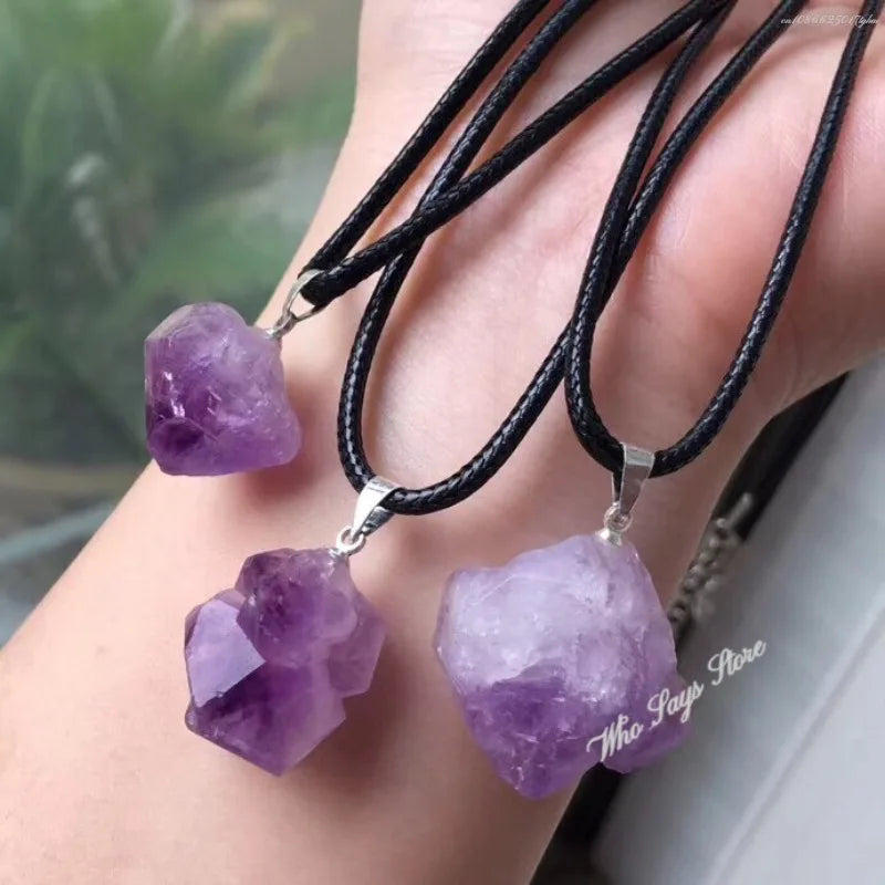 Jewellery Women Necklace Natural Healing Amethyst Crystal Rose Quartz Stone Abalone Shell Pendant Collar Acero Inoxidable Mujer