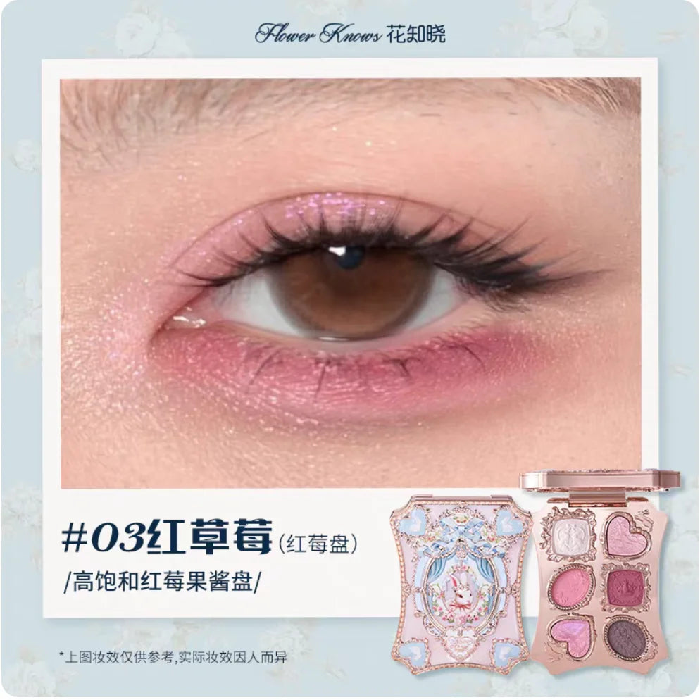 Flower Knows Bunny Garden Collection 6-color  Eyeshadow Palette Rabbit Face Palette Shimmer Matte Satin Makeup Cosmetics