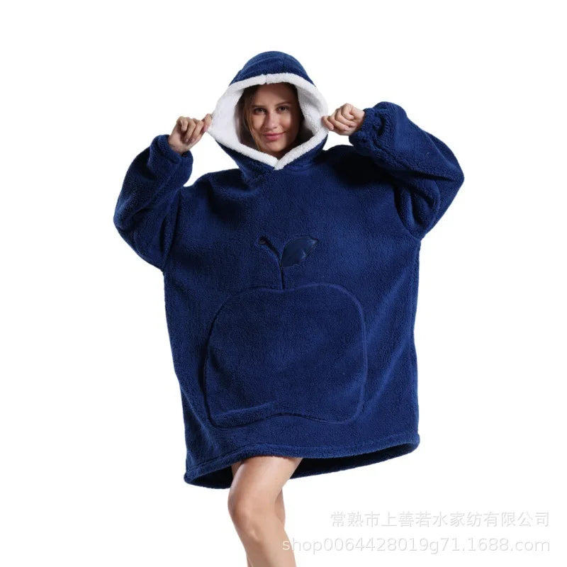 Thickened Warmth Sleepwear Sweatshirt Home Clothes round Neck Full Sleeve Loose Version Coat Style Polyester Fiber Women's Fashi