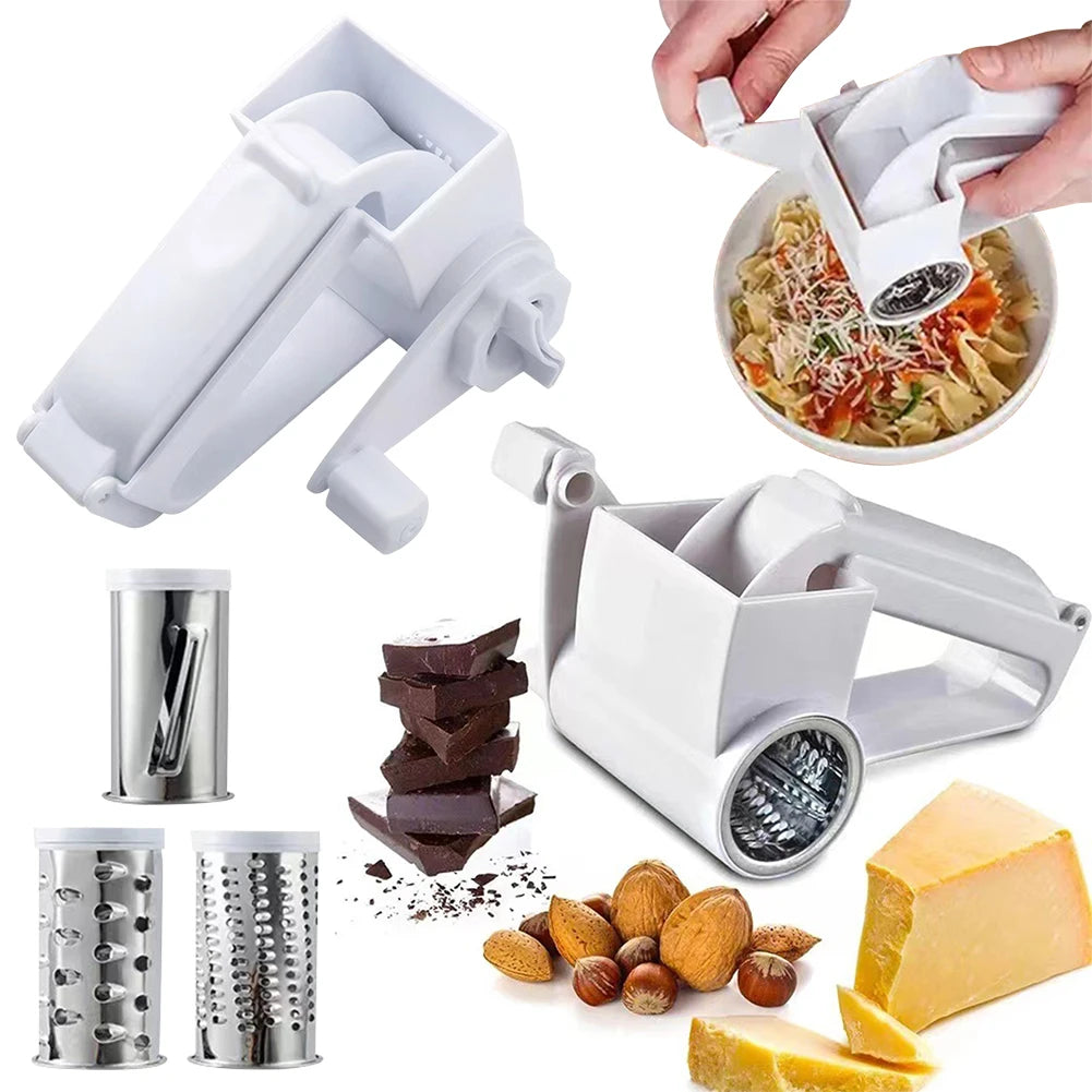 Grate Or Shred Hard Cheeses 2 Stainless Steel Drums Parmesan Cheese Grater with Handle for Hard Cheese Chocolate Nuts Vegetables