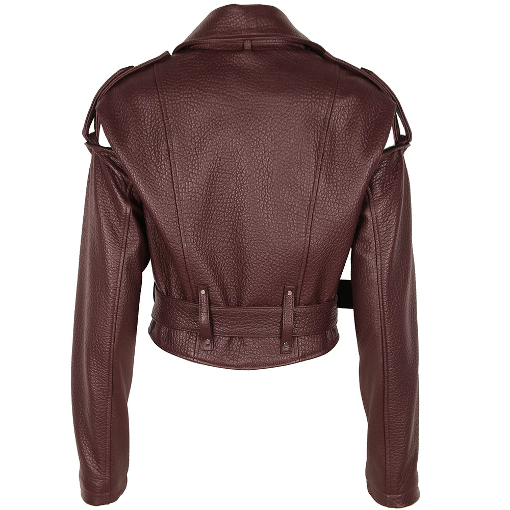 YOLOAgain Real Leather Jacket Women Cropped Jacket Spring 2025
