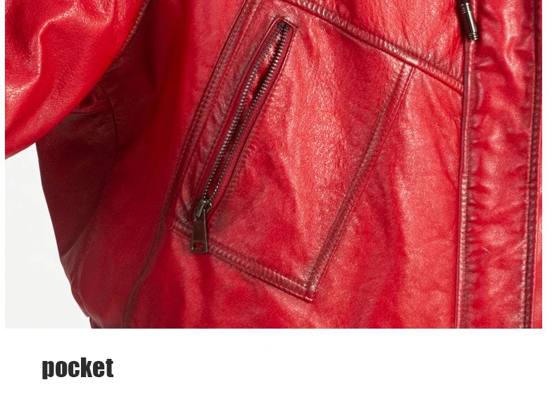 Oil Wax Sheepskin Coats for Women Winter 2024 Green/Blue/Red/Black Fahion Loose Slim Motorcycle Zipper Short Leather Jacket
