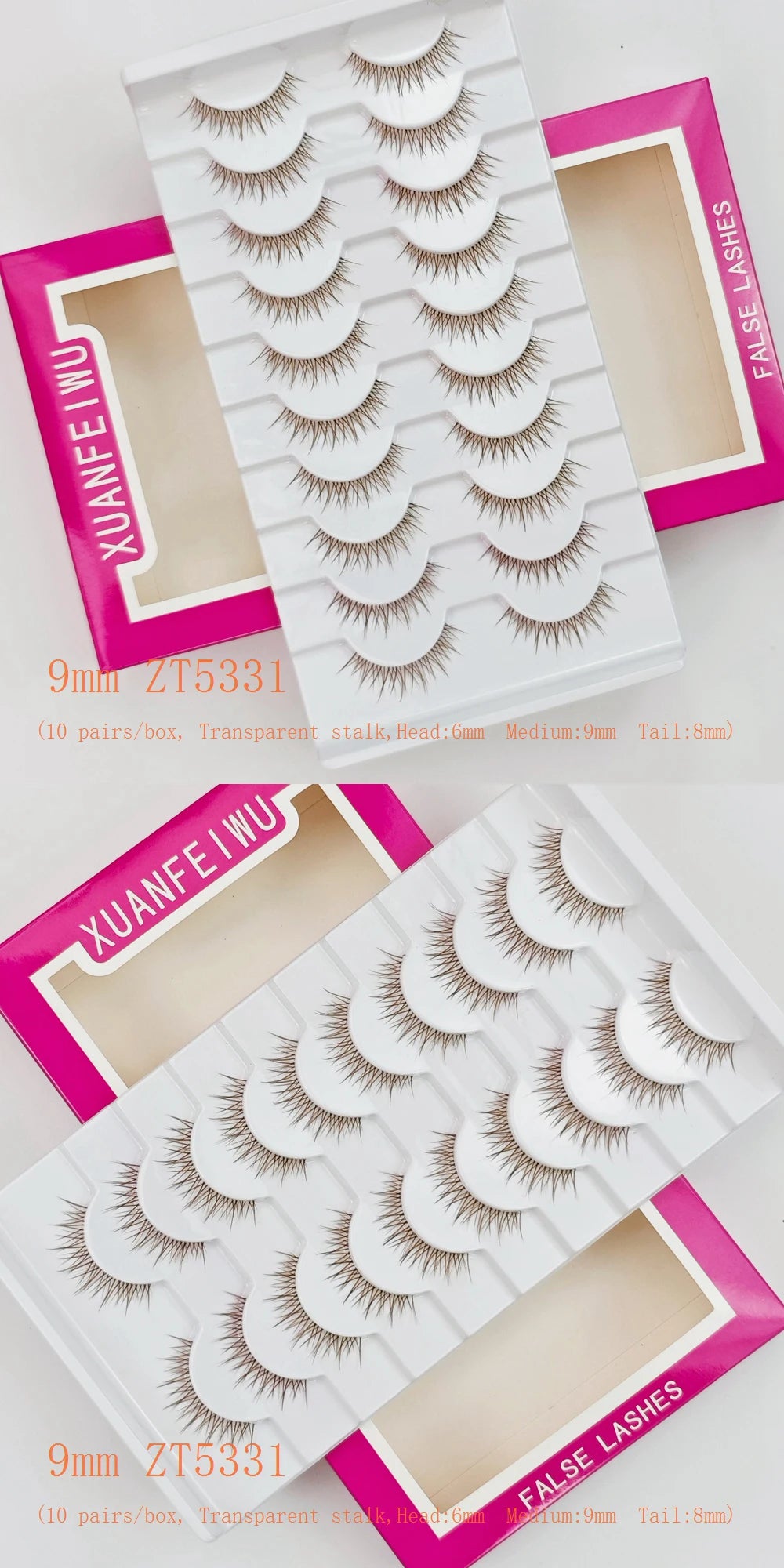 Xuanfeiwu Natural Short Style No-Makeup Look Sparse Full-Strip Ultra-Natural Realistic One-Piece Natural-Looking False Eyelashes DIY Self-Application Beginner Light Makeup Eyelashes