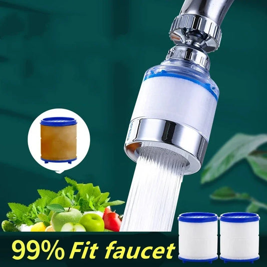360° Swivel Faucet Water Filter with PP Cotton Tap Aerator - Removes Chlorine & Heavy Metals for Purified Water