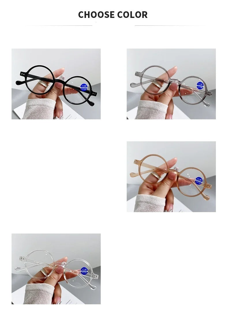 Trendy Round Small-Frame Reading Glasses for Men and Women, Middle-Aged and Elderly People, for Reading Books and Newspapers