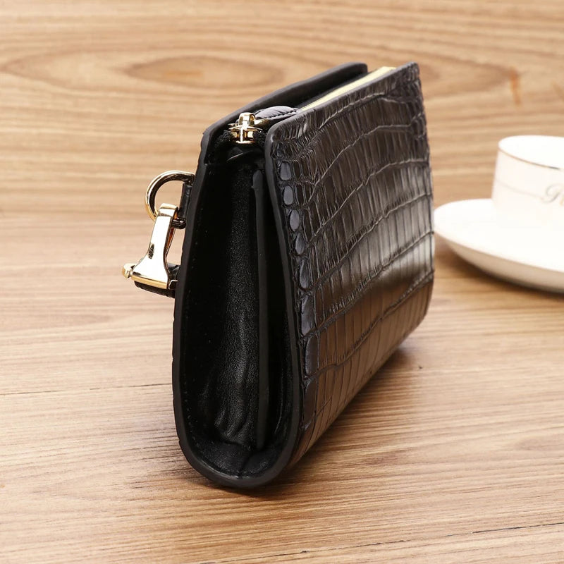 Genuine leather leather Alligator bone design men long purse large-capacity hand bag handbag mobile phone bag Men's wallet