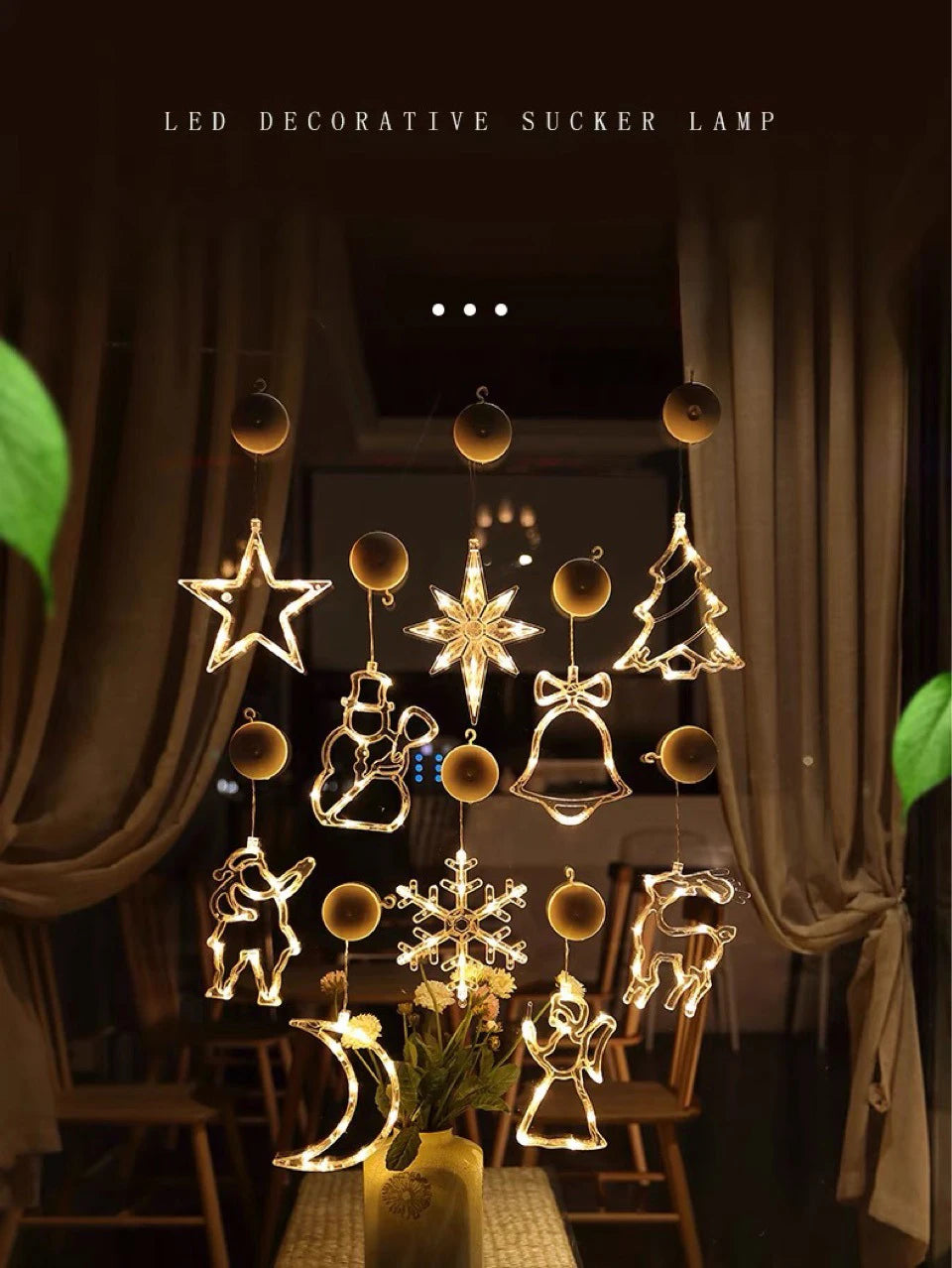 Christmas decoration lamps, hanging lights, suction cup lights, window decoration, interior decoration, New Year decoration