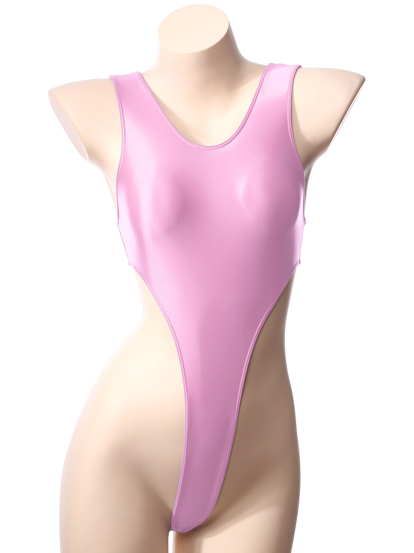 Women Bathing Suit Solid Color Swimsuit Glossy Backless High Cut Dance Yoga Bodysuit Underwear Swimwear Leotard Beachwear