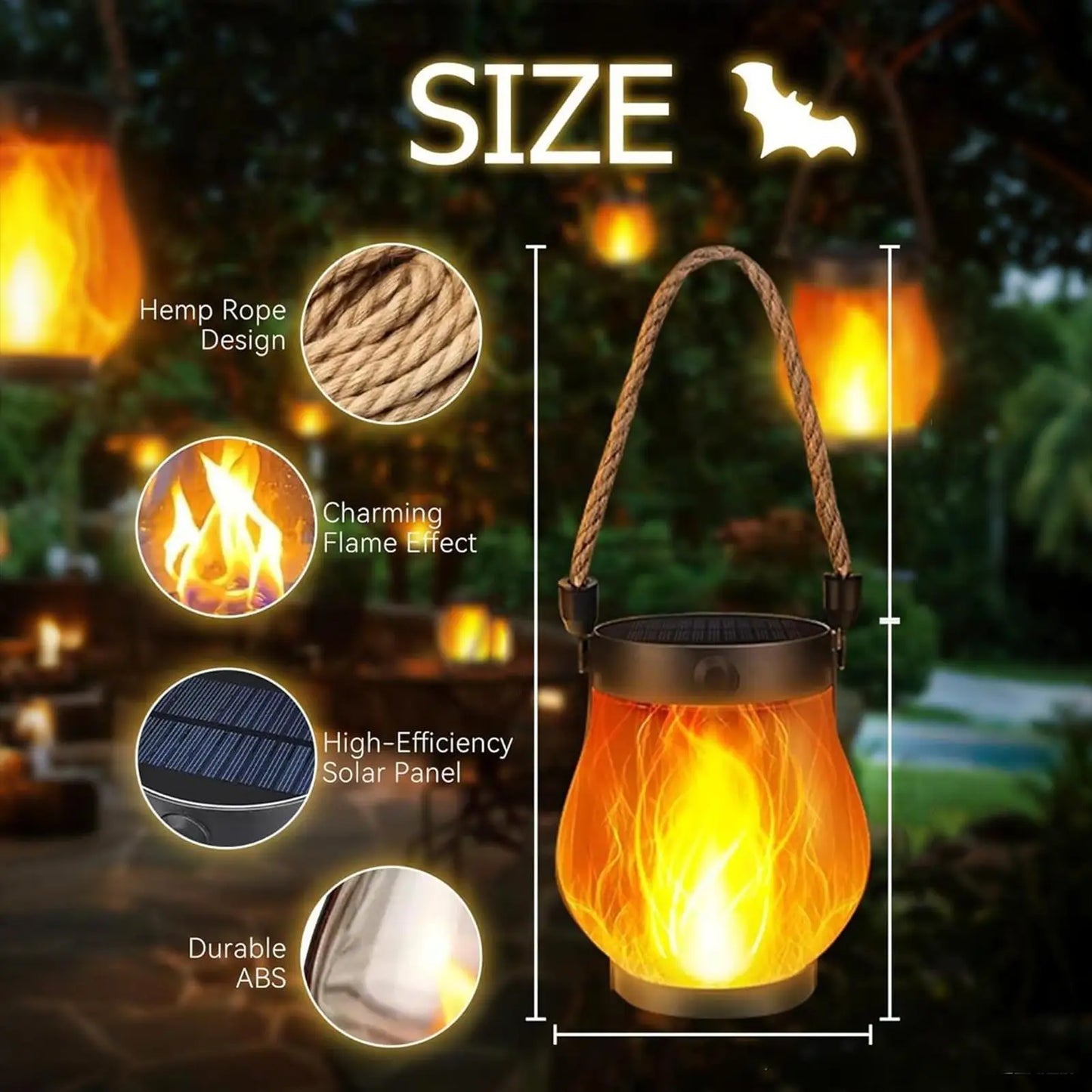 Garden Solar Lanterns Solar Lanterns Outdoor Waterproof Lighting Flickering Flame Design USB Charging Ornament for Tree Branches