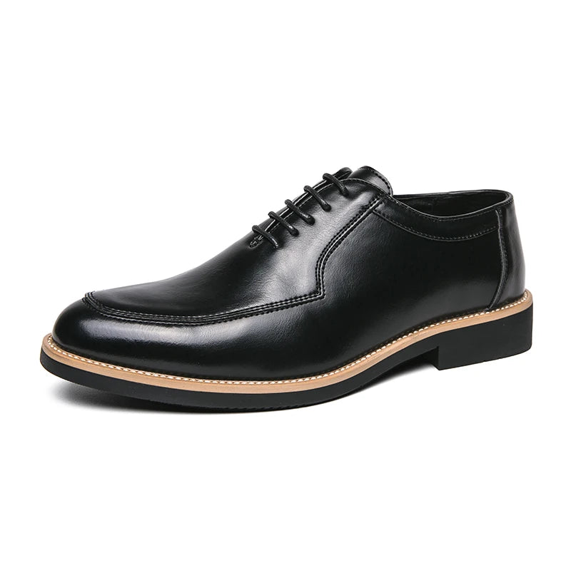 High End Brand Men's Party Formal Shoes Lace Up Pointed Men's Glossy Leather Shoes Classic Elegant Business Shoes Free Delivery