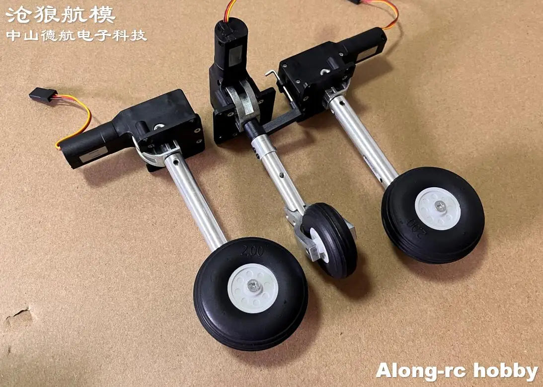 RC Plane Models Parts Height 111mm Retractable Landing Gear with PU Wheels for 2-3.5kg Hobby Airplane Aircraft DIY Jet Fighter