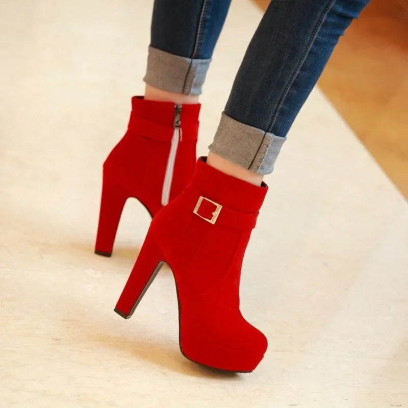 Woman Fashion High Heels Women's Shoes Sexy Add Fur Winter Ankle Boots Short Boots Ladies Shoes