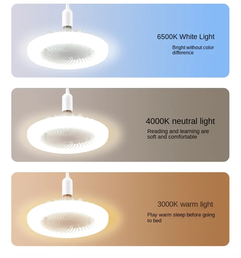 30w 3In1 Ceiling Fan With Lighting Lamp electric fan E27 Converter Base With Remote Control For Bedroom Living Silent AC85V-265V