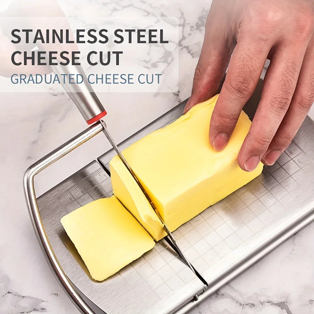 1Pc Cheese Slicer, Stainless Steel Cheese Cutter With Measurements, Heavy Duty Butter Cutter, Baking Tools, Kitchen Gadgets