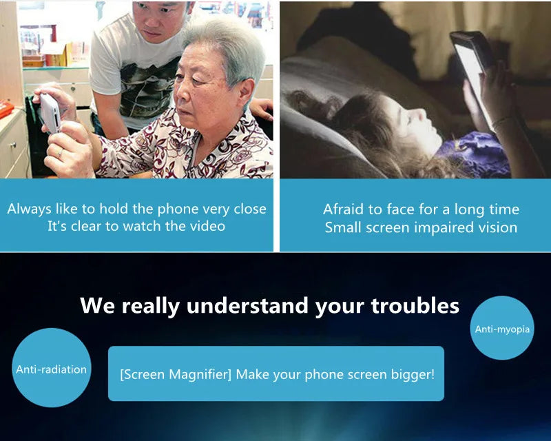 12 Inch Folding Mobile Phone Magnifying Glass HD Video Magnifying Glass 3D Mobile Phone Screen Magnifying Glass Desktop Bracket