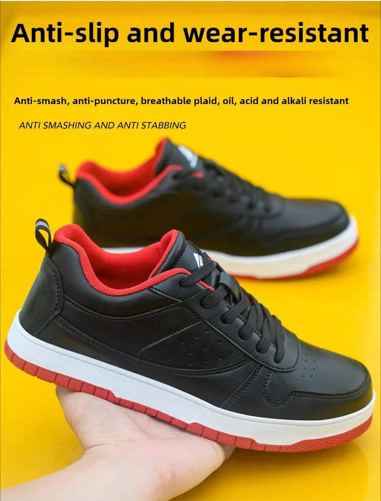 Steel Toe Man Work Boots Industrial Fashion Safety Shoes Men Non-Slip Work Sneakers Construction Waterproof Work Mens Shoes