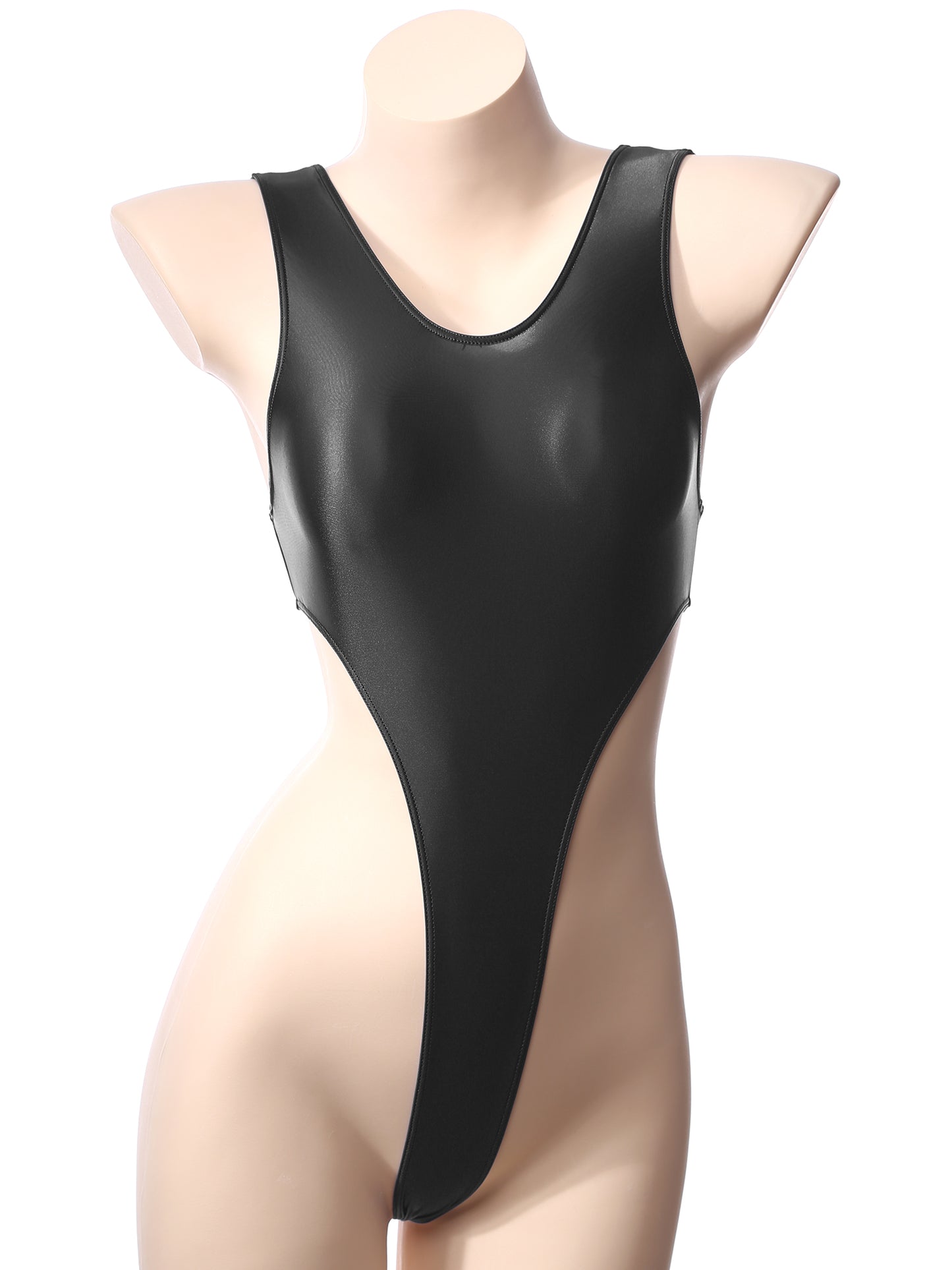Women Bathing Suit Solid Color Swimsuit Glossy Backless High Cut Dance Yoga Bodysuit Underwear Swimwear Leotard Beachwear