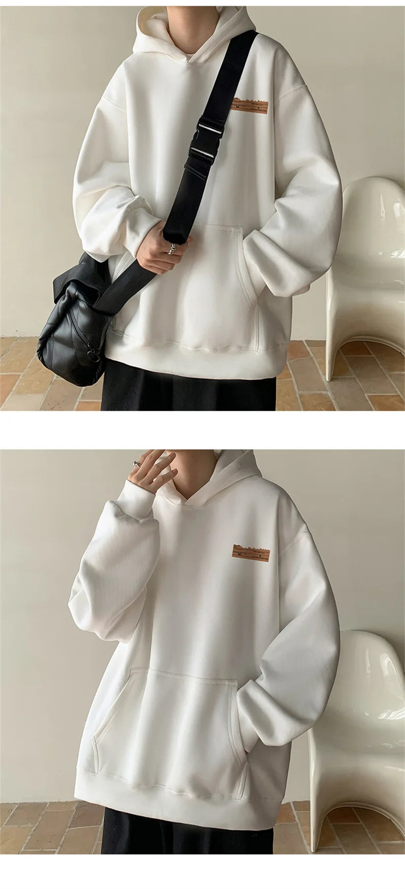 2026 New Suede Hooded Sweatshirts For Men Autumn Y2K Streetwear Printed Hoodies Hip Hop Fashion Retro Fleece Hoody Clothes