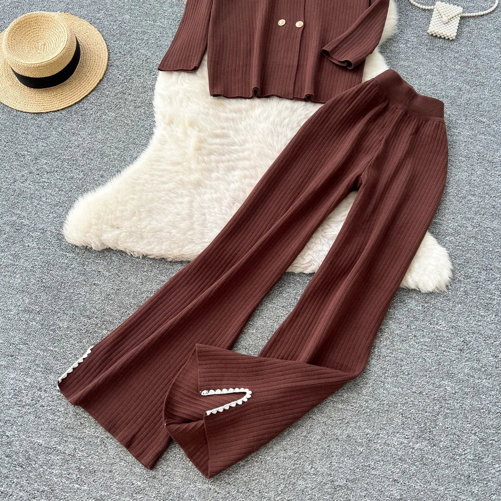 Pants Set Women Two Piece Sets Hooded Matching Sets Sweatshirts Long Pants High Waist Knitted Splice Y2k Casual Jogger 2025