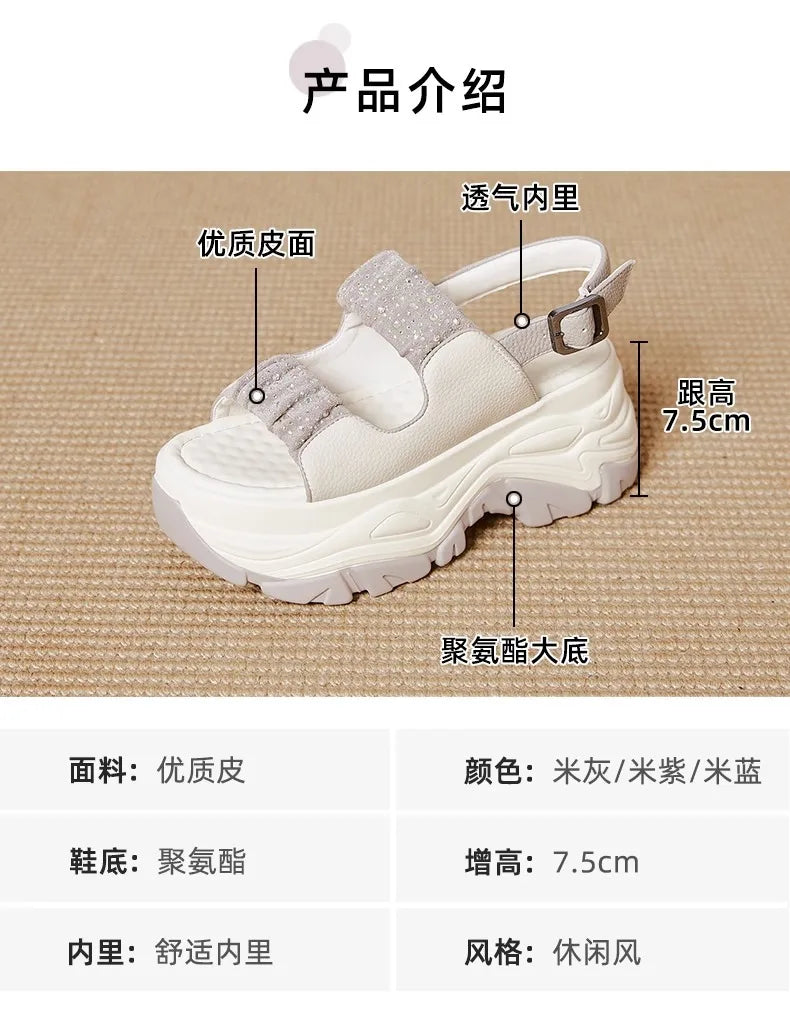 Modern Wedges Sandals For Women's Summer New High Thick Sole Sandals female height Increasing Shoes Woman Ladies Platform Shoes