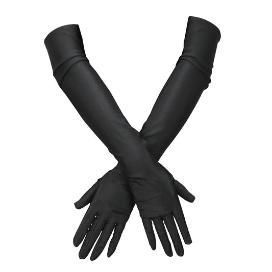 Women Long Gloves Finger Elbow Protection Opera Evening Party Prom Costume Adult Fashion Accessories Breathable Black Mittens