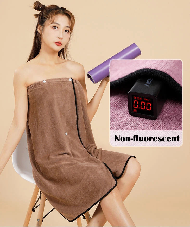 Cotton Bath Towel Wrap Bathrobe Thickened Soft Absorbent Quick Dry Velvet Wearable Plus Towel Hotel Bathing Sleepwear