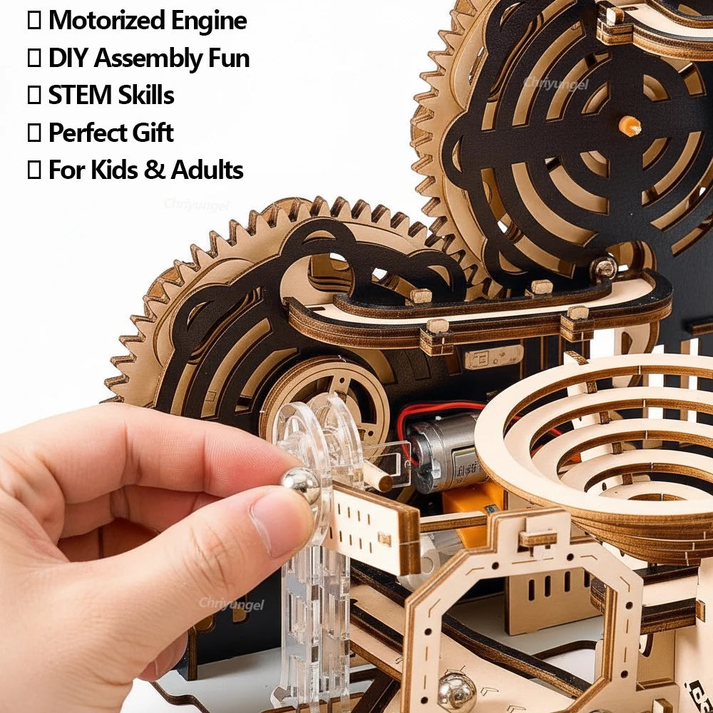 3D Wooden Puzzle DIY Marble Run Building Model Kit STEM Educational Construction Toys for Kids Adults Teens Boys Girls Gifts