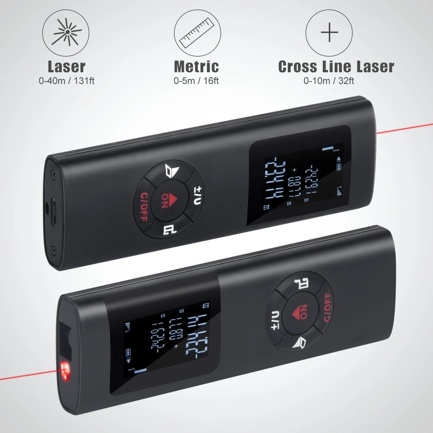 40M/60M Mini Smart Laser Distance Meter Measure Infrared Rangefinder USB Rechargeable Handheld Laser Range Finder