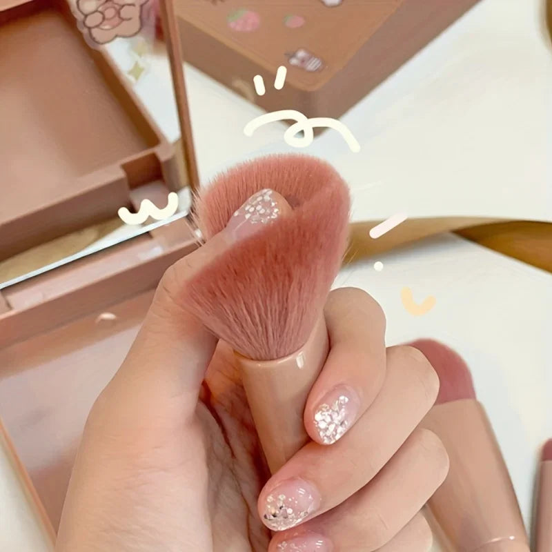 5Pcs Portable Makeup Brush Set With Mirror -  Foldable Travel Kit, Mini Makeup Brush Set Travel Makeup Brush Set