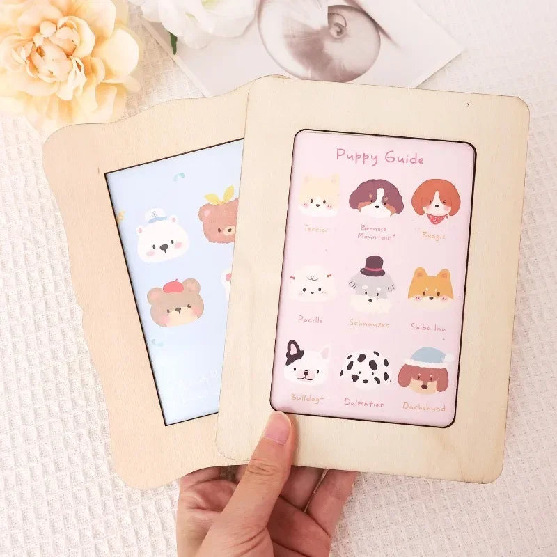 DIY Wood Picture Frames Solid Wood Photo Picture Frames Ornaments Standing Wooden Frames DIY Paintings Crafts Album Decoration