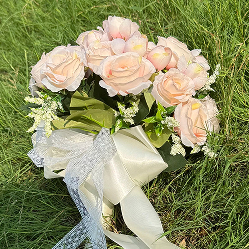 1PC Wedding Bouquet for Bride Wheat Ear and Green Leaf Wedding Bouquet Ceremony Anniversary Bridal Shower Wedding Accessories