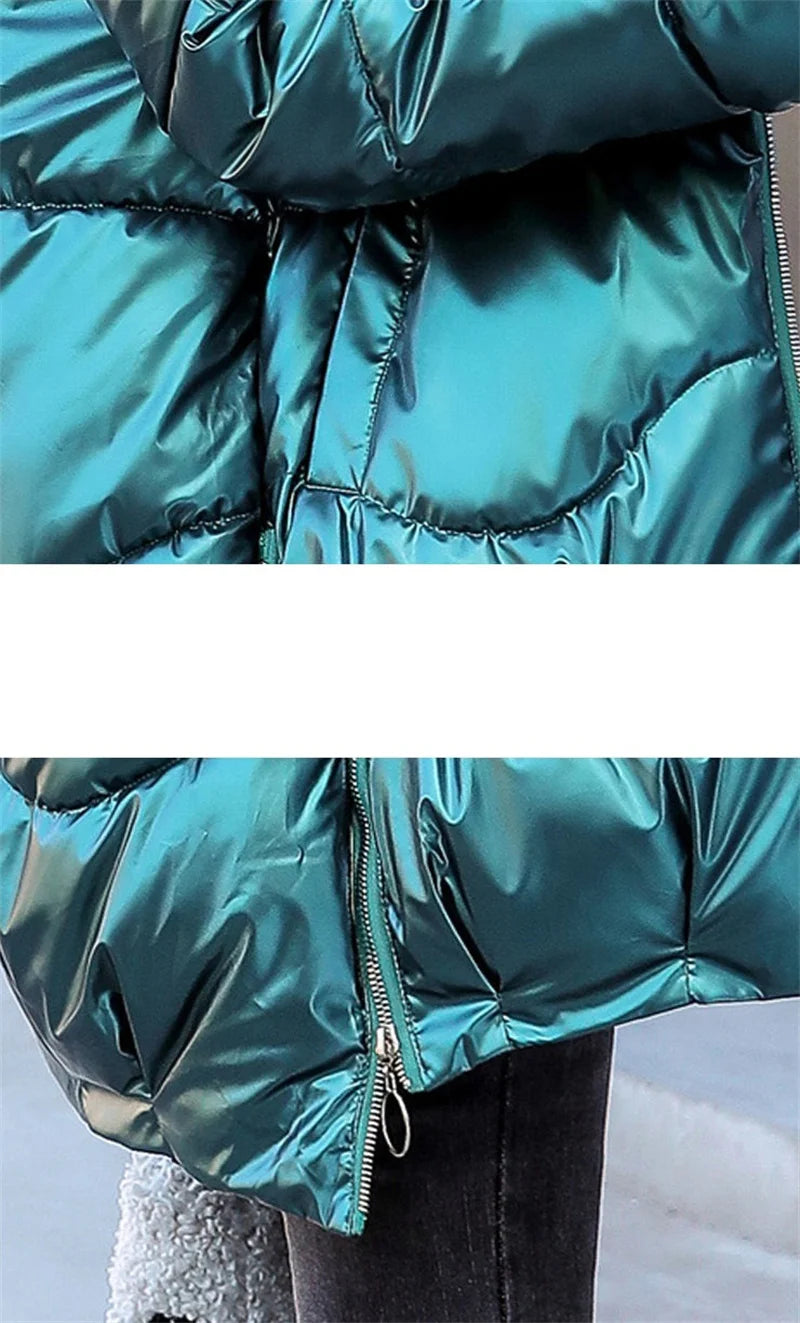 2026 New Winter Jacket Women Parkas Glossy Warm Thicken Coat Female Cotton Padded Parka Waterproof Outwear Loose Snow Jacket