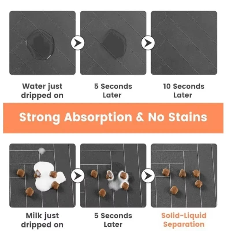Pet Feeding Mat Waterproof Placemat for Dog & Cat Food & Water Bowls Quick-Dry Rubber Backing