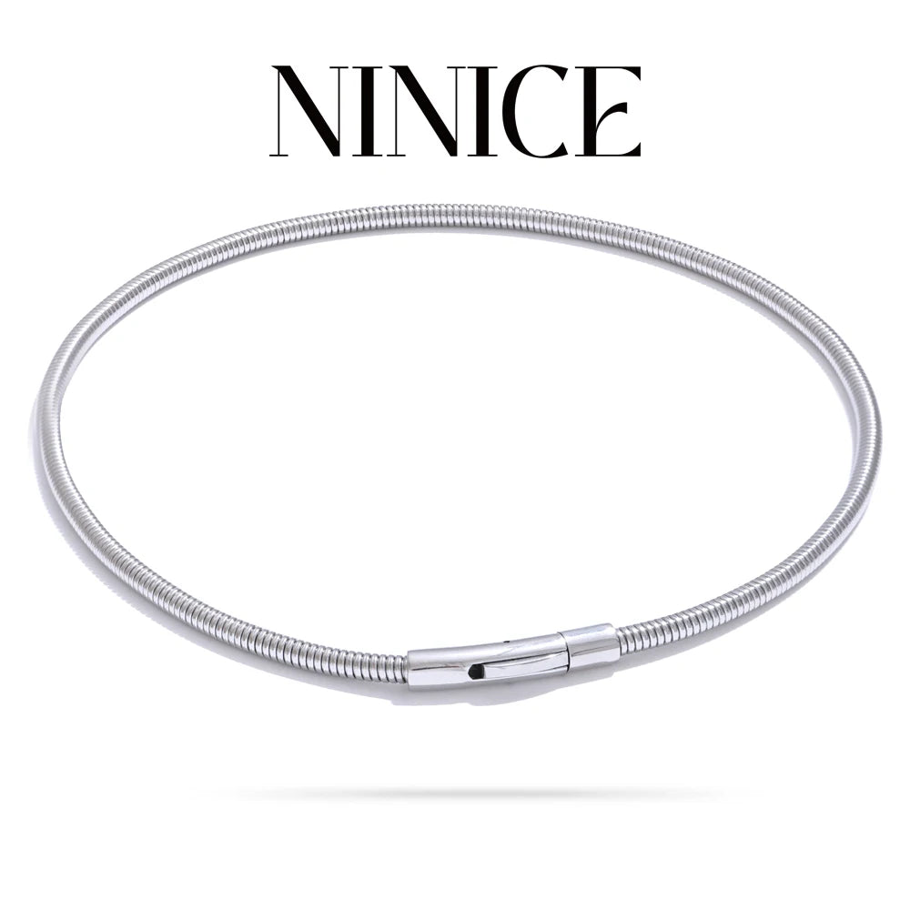 NiNice Necklace 316 Stainless Steel Snake Chain Collar 18k Plated Fashionable Simple gift Collares Para Mujer Grandes Modernos