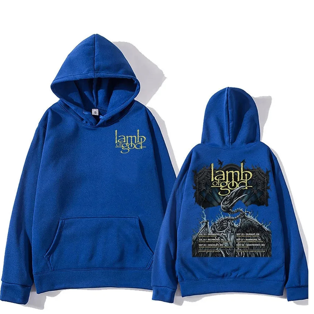 Mental Band Lamb of God Heavy Album Covers Graphic Print Hoodies Men Women Street Sweatshirts Loose Casual Oversized Pullovers