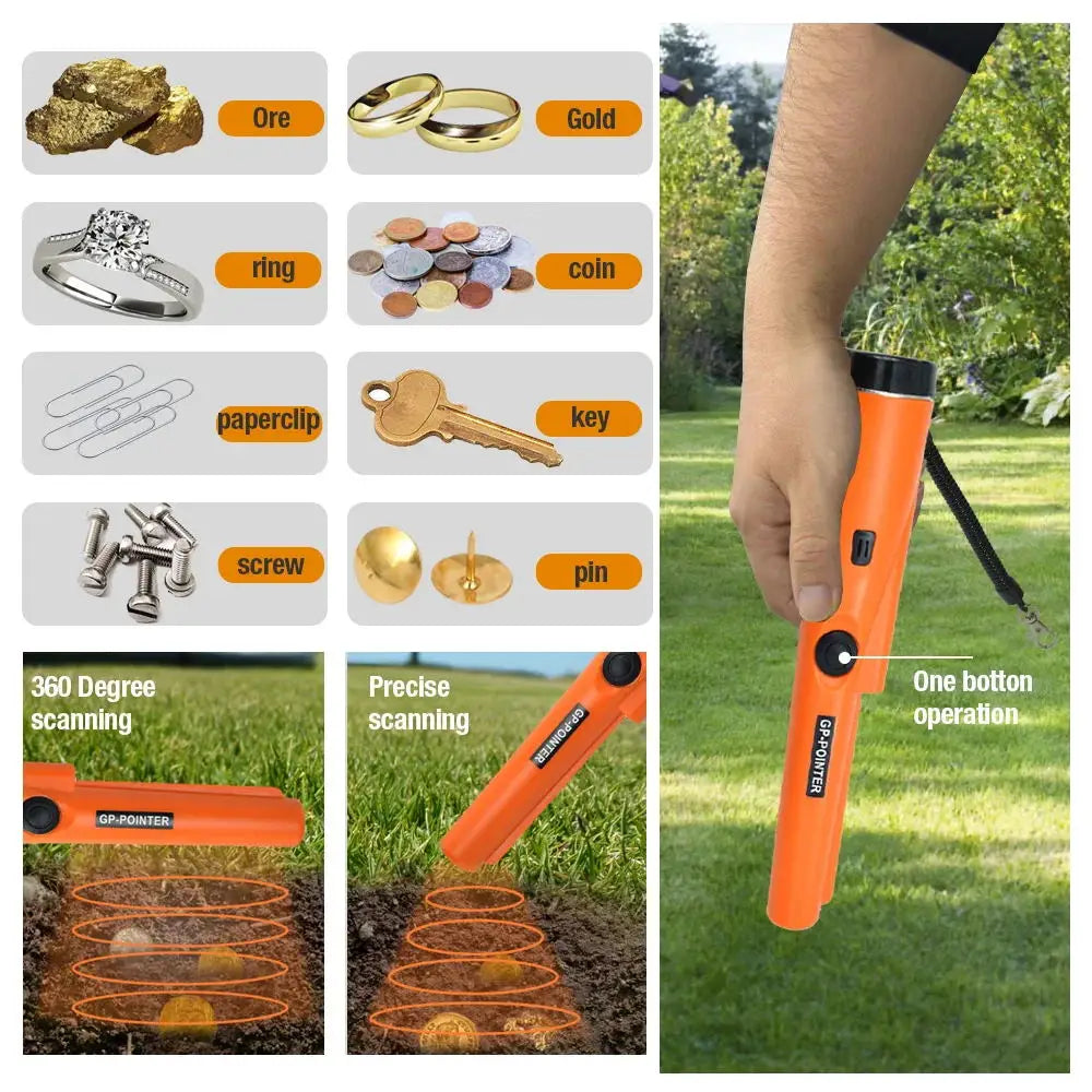 Metal Detector Outdoor Adventure Handheld Metal Detector Pinpointer   Finder Waterproof 360° Side Scan Metal Detector Rod