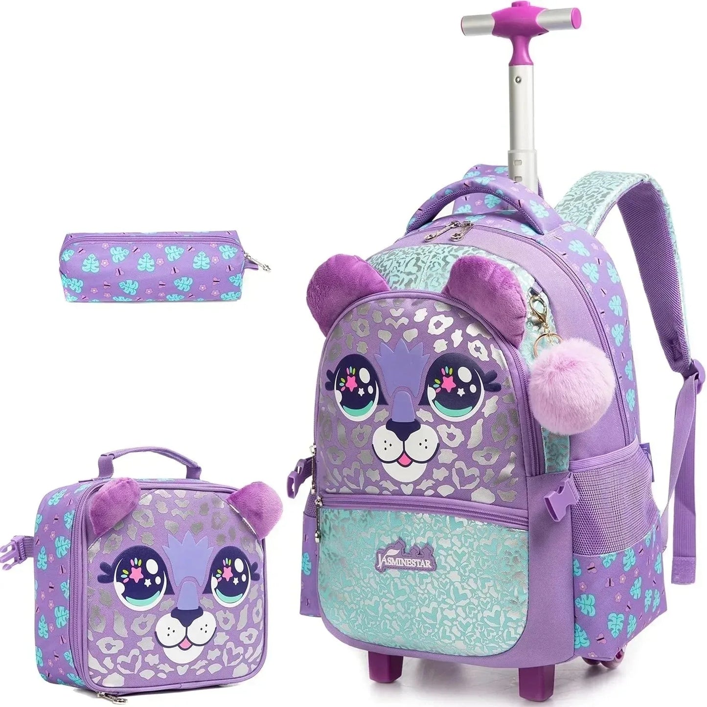 Children's School Bags Kids Rolling Backpack for Girls Luggage Suitcase with Wheels Trolley Wheeled Backpacks for School Travel