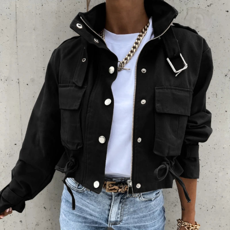 Winter Jacket Women 2025 Streetwear Long Sleeve Top Bomber Trending Products Clothes Coats Short Tooling Style Coat Women