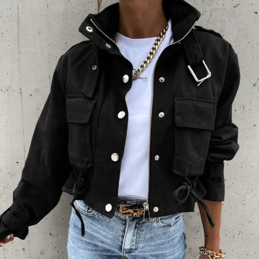 Winter Jacket Women 2025 Streetwear Long Sleeve Top Bomber Trending Products Clothes Coats Short Tooling Style Coat Women