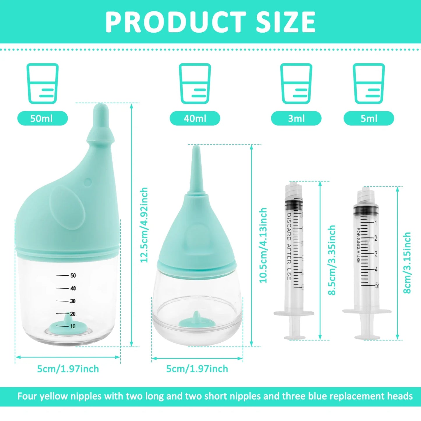 Pet Feeding Device Set Cat Dog Bottle Feeding Silicone Nipples Syringe Kitten and Puppy Suit Newborn Medication Device