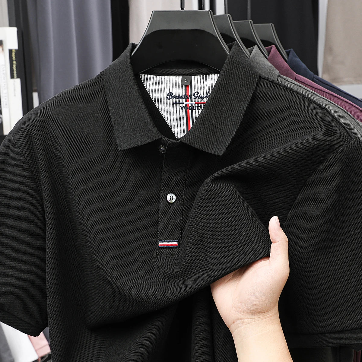 100% pure cotton T-shirt summer new men's fashionable short sleeve comfortable breathable polo shirt exquisite solid color top