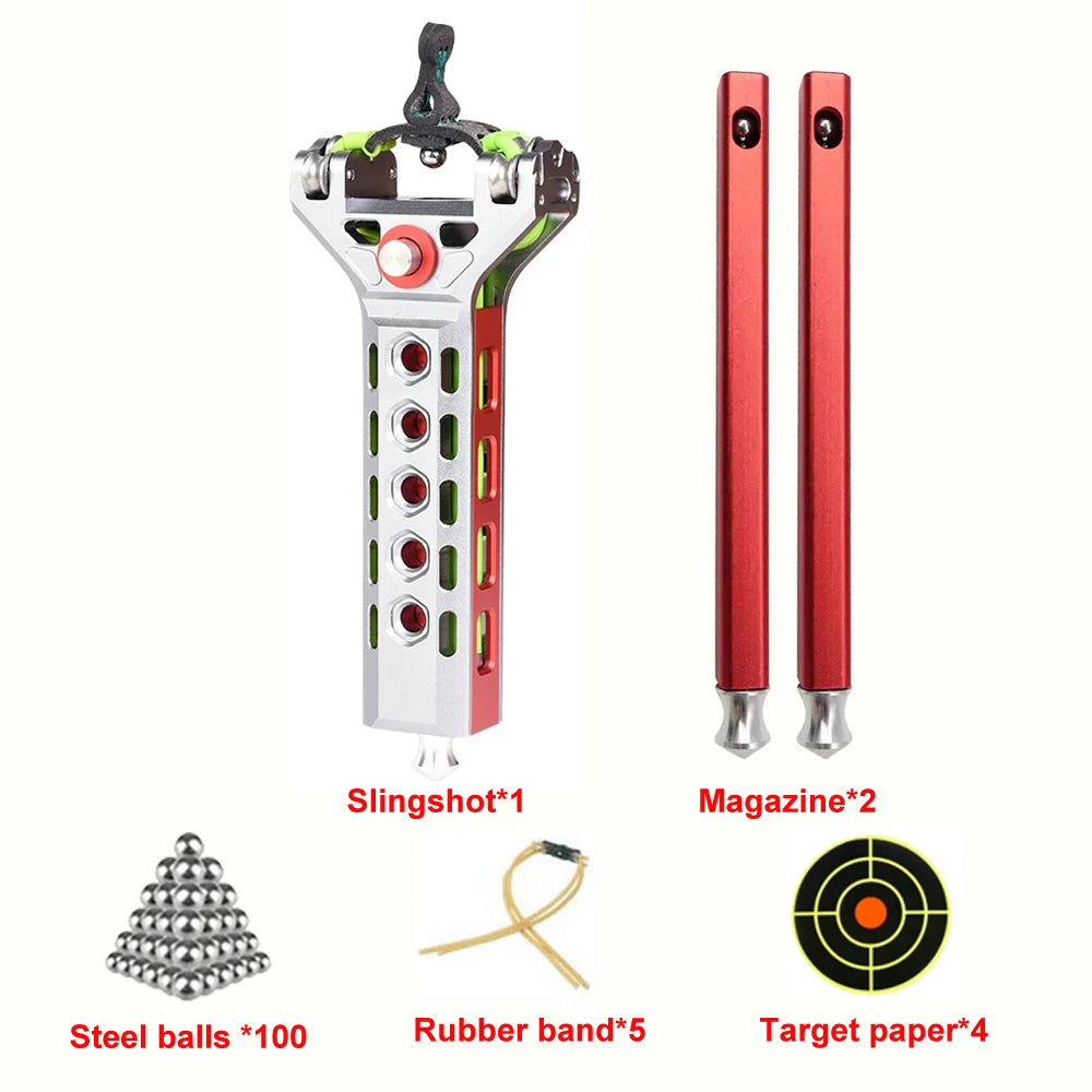 Tactical Slingshots for Adults, Auto Loading Slingshot with Magazine | Aluminum Alloy Material, Precision Rapid Fire, Hunting